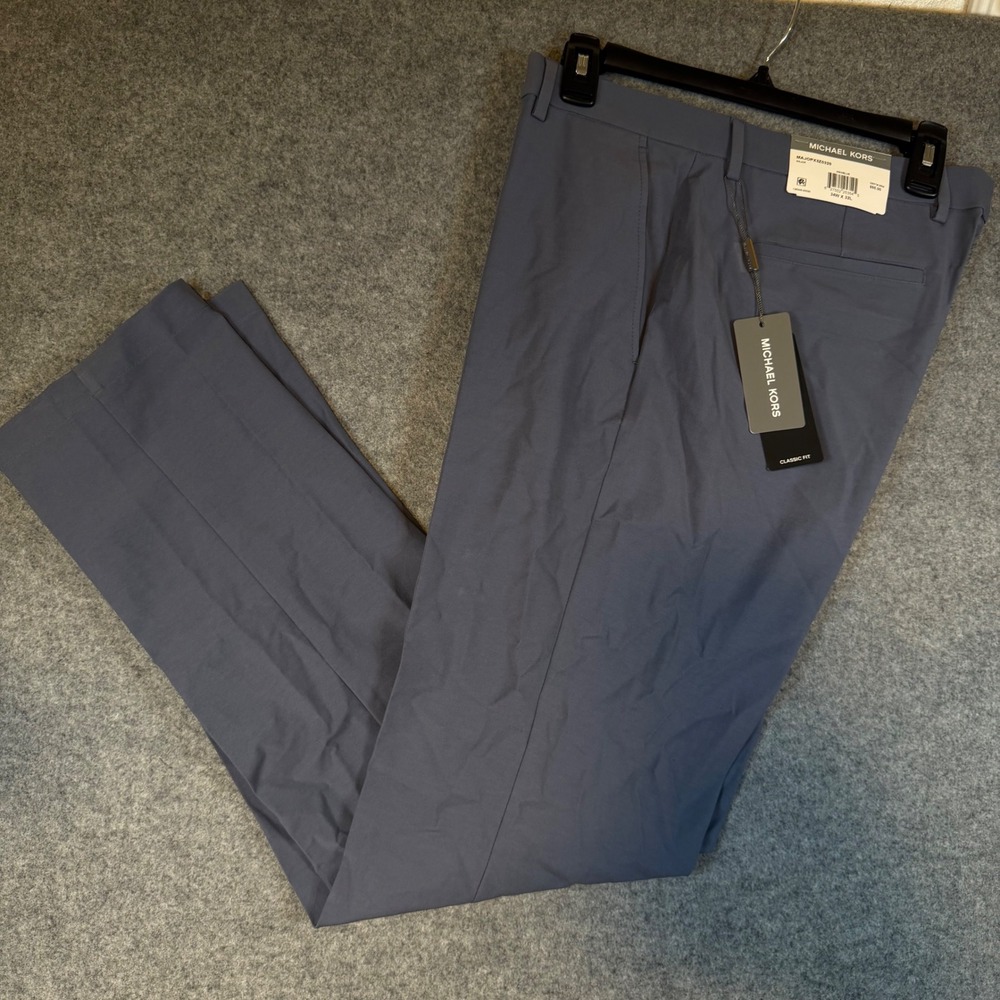 Michael Kors Mens Bedford Passport Collection Pants Ash Blue 34W x 32L